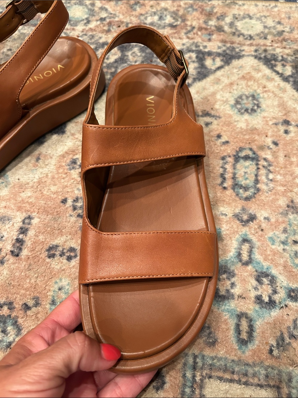 Vionic Tan Leather Double-Strap Slingback Sandal - Picture 4 of 15
